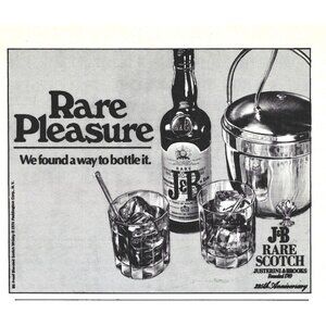 JB Rare Scotch Whiskey Ad Print 1974 Rare Pleasure